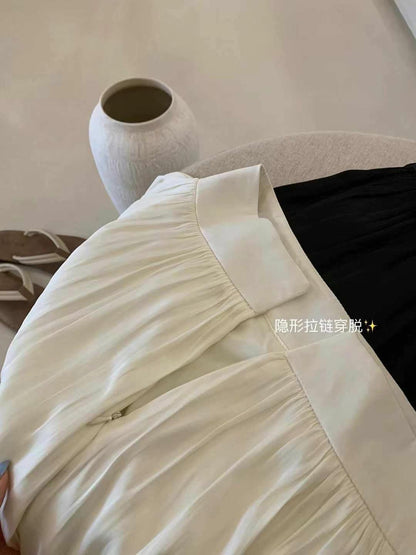 #3006 Luminous Seoul Draped Skirt（2 Colors)
