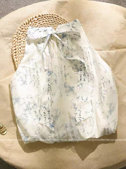 #1103 Oriental Breeze Halter Blouse（2 Colors）