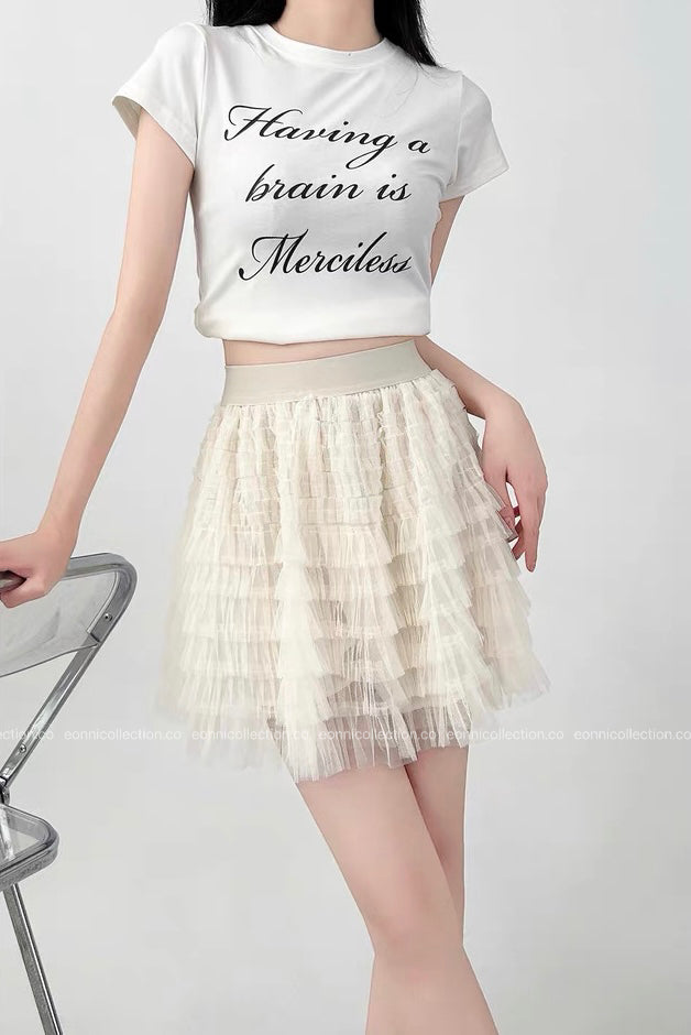 #3019 Haute Petite Skirt Architectural Tiered Tulle with Intricate Detailing（2 Colors）