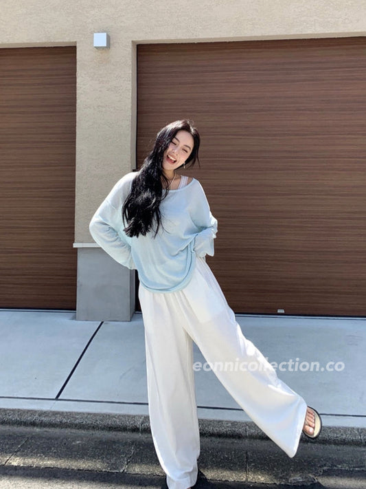 #3002 Ramie Wide-Leg Palazzo Pants - Slimming & Breathable（3 Colors)
