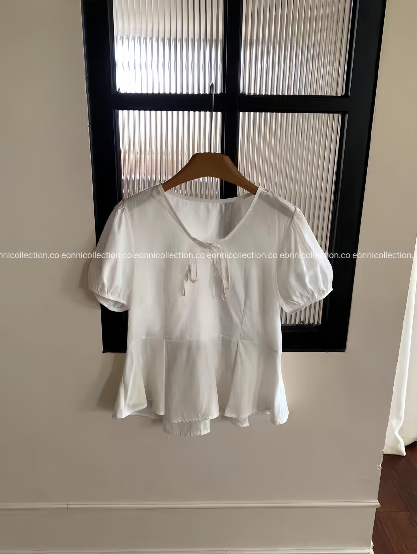 #1073 Breathable Tencel Linen Blend V Neck Top With Ruffled Hem（3 Colors）