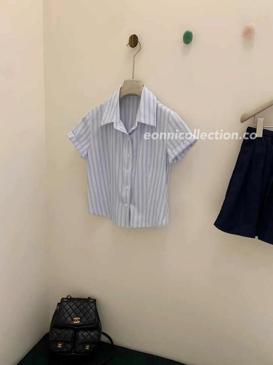 #1012 Seoul Style Blouse: Clean Short Sleeve Design（3 Colors)