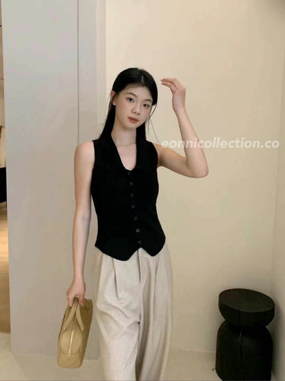 #1015 Retro Slim Fit Knit Top（3 Colors)