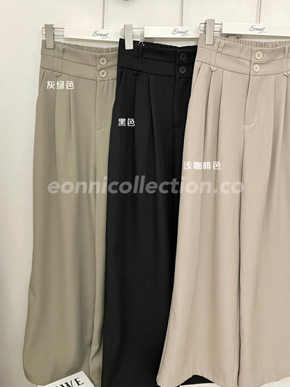 #3010 Tailored Wide-Leg Pants with Pleated Front & Belt (3 Colors)