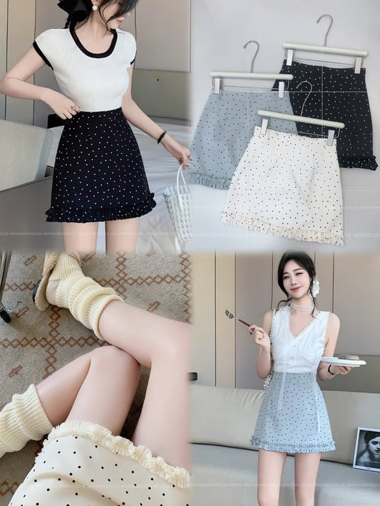 #3025 Polka Dots A-Line Skirt（3 Colors）