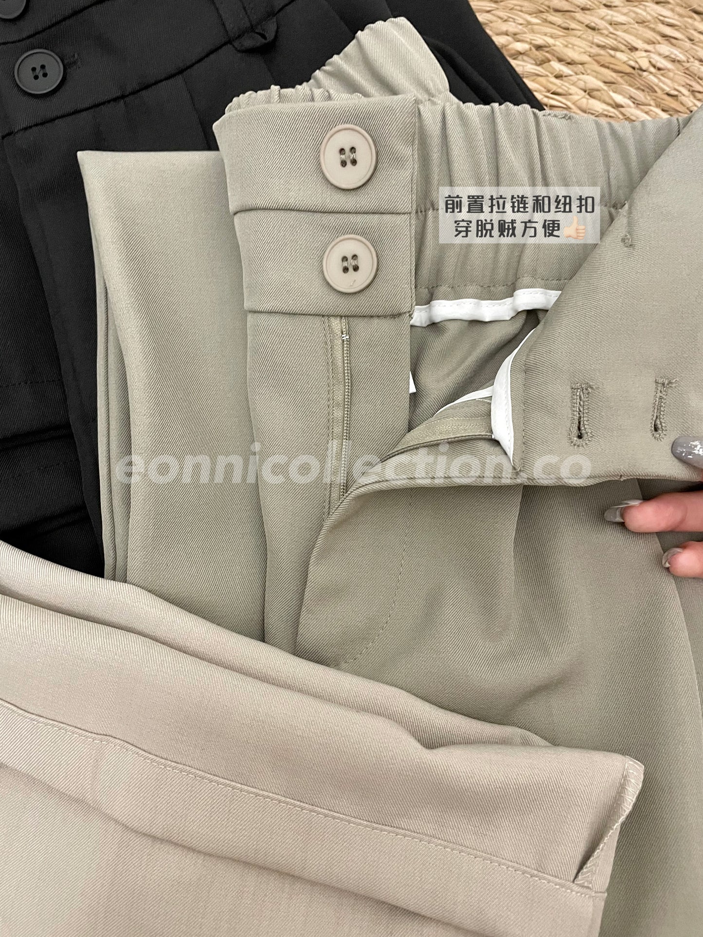 #3010 Tailored Wide-Leg Pants with Pleated Front & Belt (3 Colors)