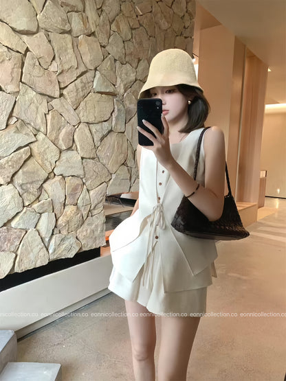 #2100 Linen Two Piece Set in Old Money Aesthetic